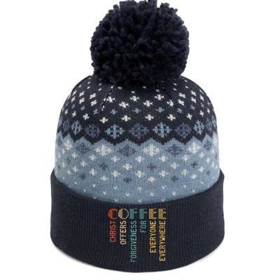 Coffee Christ Offers Forgiveness For Everyone Everywhere The Baniff Cuffed Pom Beanie