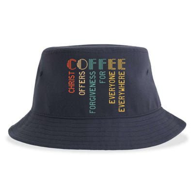 Coffee Christ Offers Forgiveness For Everyone Everywhere Sustainable Bucket Hat