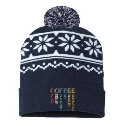 Coffee Christ Offers Forgiveness For Everyone Everywhere USA-Made Snowflake Beanie