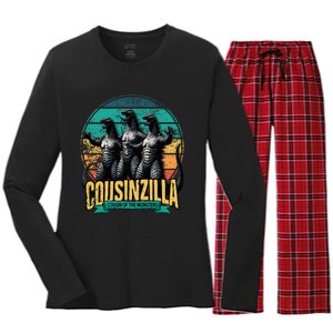 Cousinzilla Cousin Of The Monsters Funny Gifts For Family Women's Long Sleeve Flannel Pajama Set 