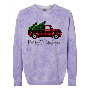 CHRISTMAS CHEER OLD PLAID RED TRUCK DELIVERING XMAS TREES Colorblast Crewneck Sweatshirt