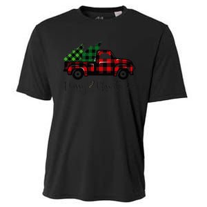 CHRISTMAS CHEER OLD PLAID RED TRUCK DELIVERING XMAS TREES Cooling Performance Crew T-Shirt