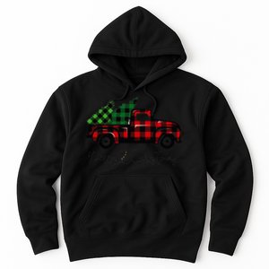 CHRISTMAS CHEER OLD PLAID RED TRUCK DELIVERING XMAS TREES Hoodie