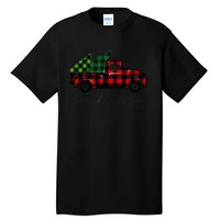 CHRISTMAS CHEER OLD PLAID RED TRUCK DELIVERING XMAS TREES Tall T-Shirt