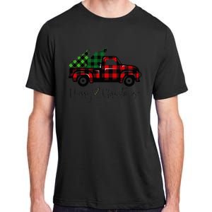 CHRISTMAS CHEER OLD PLAID RED TRUCK DELIVERING XMAS TREES Adult ChromaSoft Performance T-Shirt