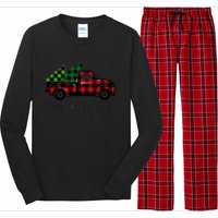 CHRISTMAS CHEER OLD PLAID RED TRUCK DELIVERING XMAS TREES Long Sleeve Pajama Set