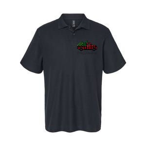 CHRISTMAS CHEER OLD PLAID RED TRUCK DELIVERING XMAS TREES Softstyle Adult Sport Polo