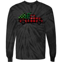 CHRISTMAS CHEER OLD PLAID RED TRUCK DELIVERING XMAS TREES Tie-Dye Long Sleeve Shirt