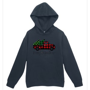 CHRISTMAS CHEER OLD PLAID RED TRUCK DELIVERING XMAS TREES Urban Pullover Hoodie