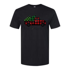 CHRISTMAS CHEER OLD PLAID RED TRUCK DELIVERING XMAS TREES Softstyle CVC T-Shirt