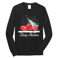 Christmas Classic Old Red Truck Vintage Pick Up Xmas Tree Long Sleeve Shirt