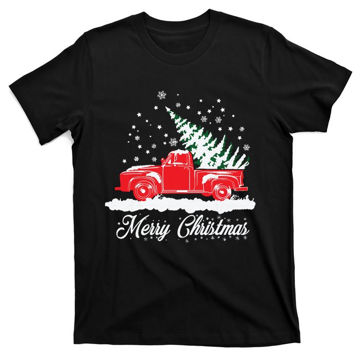 Christmas Classic Old Red Truck Vintage Pick Up Xmas Tree T-Shirt