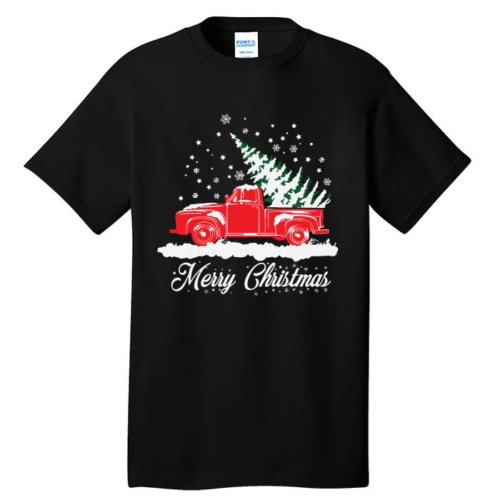 Christmas Classic Old Red Truck Vintage Pick Up Xmas Tree Tall T-Shirt