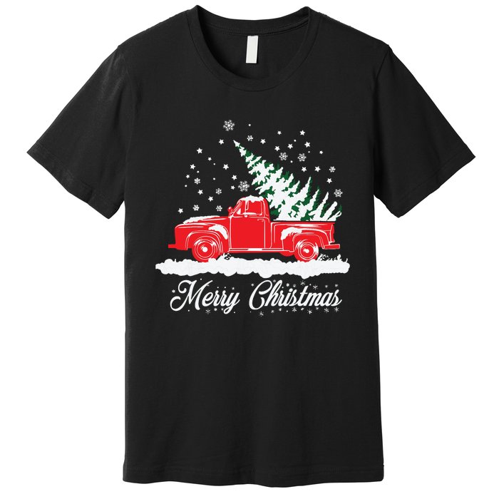 Christmas Classic Old Red Truck Vintage Pick Up Xmas Tree Premium T-Shirt