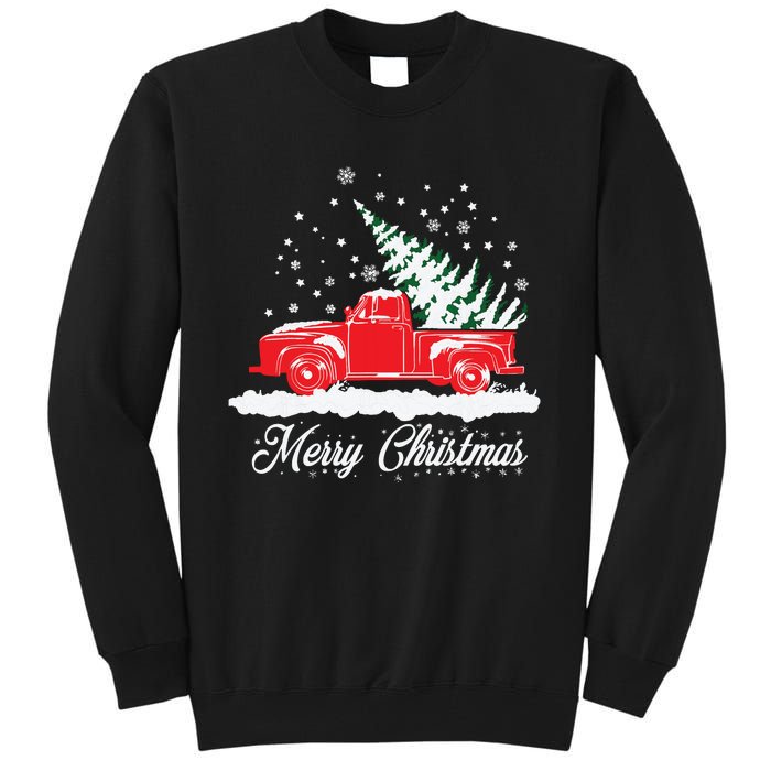 Christmas Classic Old Red Truck Vintage Pick Up Xmas Tree Tall Sweatshirt