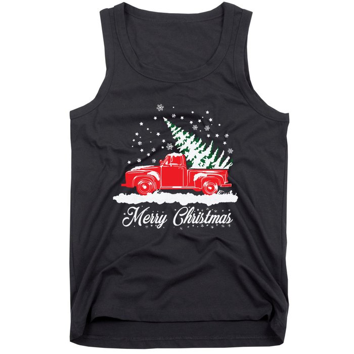 Christmas Classic Old Red Truck Vintage Pick Up Xmas Tree Tank Top