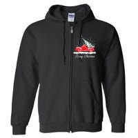 Christmas Classic Old Red Truck Vintage Pick Up Xmas Tree Full Zip Hoodie