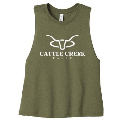 Cattle Creek Original White Logo Women's Racerback Cropped Tank