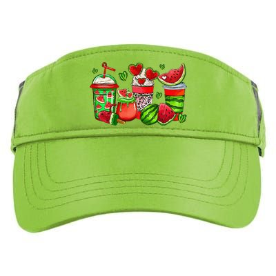 Cute Cups Of Iced Coffee Watermelon Tropical Summer Vacation Adult Drive Performance Visor