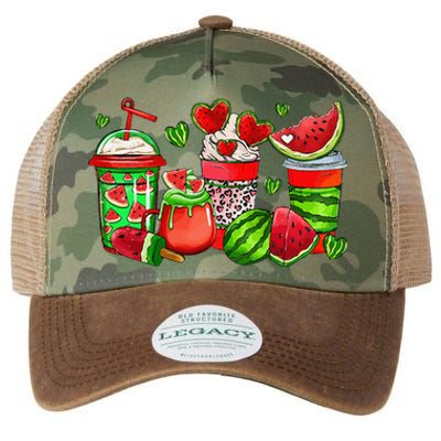 Cute Cups Of Iced Coffee Watermelon Tropical Summer Vacation Legacy Tie Dye Trucker Hat