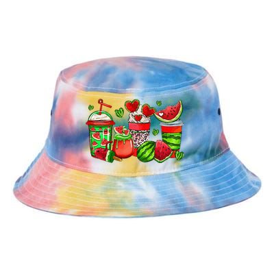 Cute Cups Of Iced Coffee Watermelon Tropical Summer Vacation Tie Dye Newport Bucket Hat