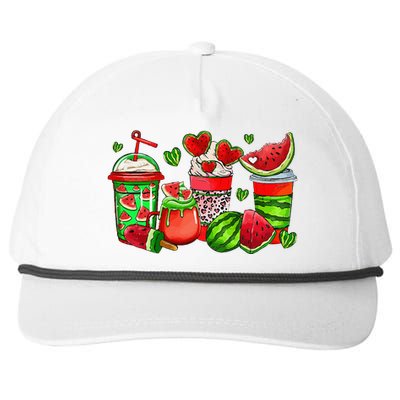 Cute Cups Of Iced Coffee Watermelon Tropical Summer Vacation Snapback Five-Panel Rope Hat