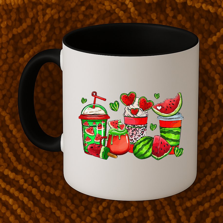 Cute Cups Of Iced Coffee Watermelon Tropical Summer Vacation Mug