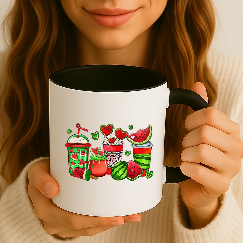 Cute Cups Of Iced Coffee Watermelon Tropical Summer Vacation Mug