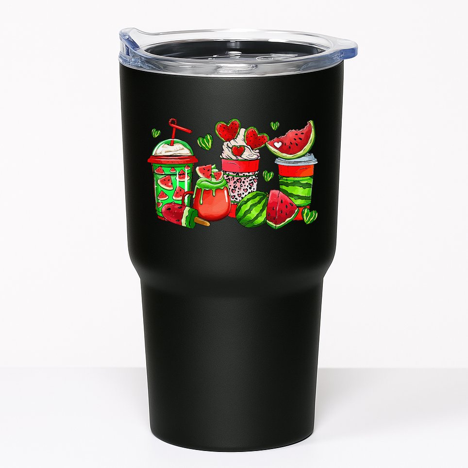 Cute Cups Of Iced Coffee Watermelon Tropical Summer Vacation Tumbler
