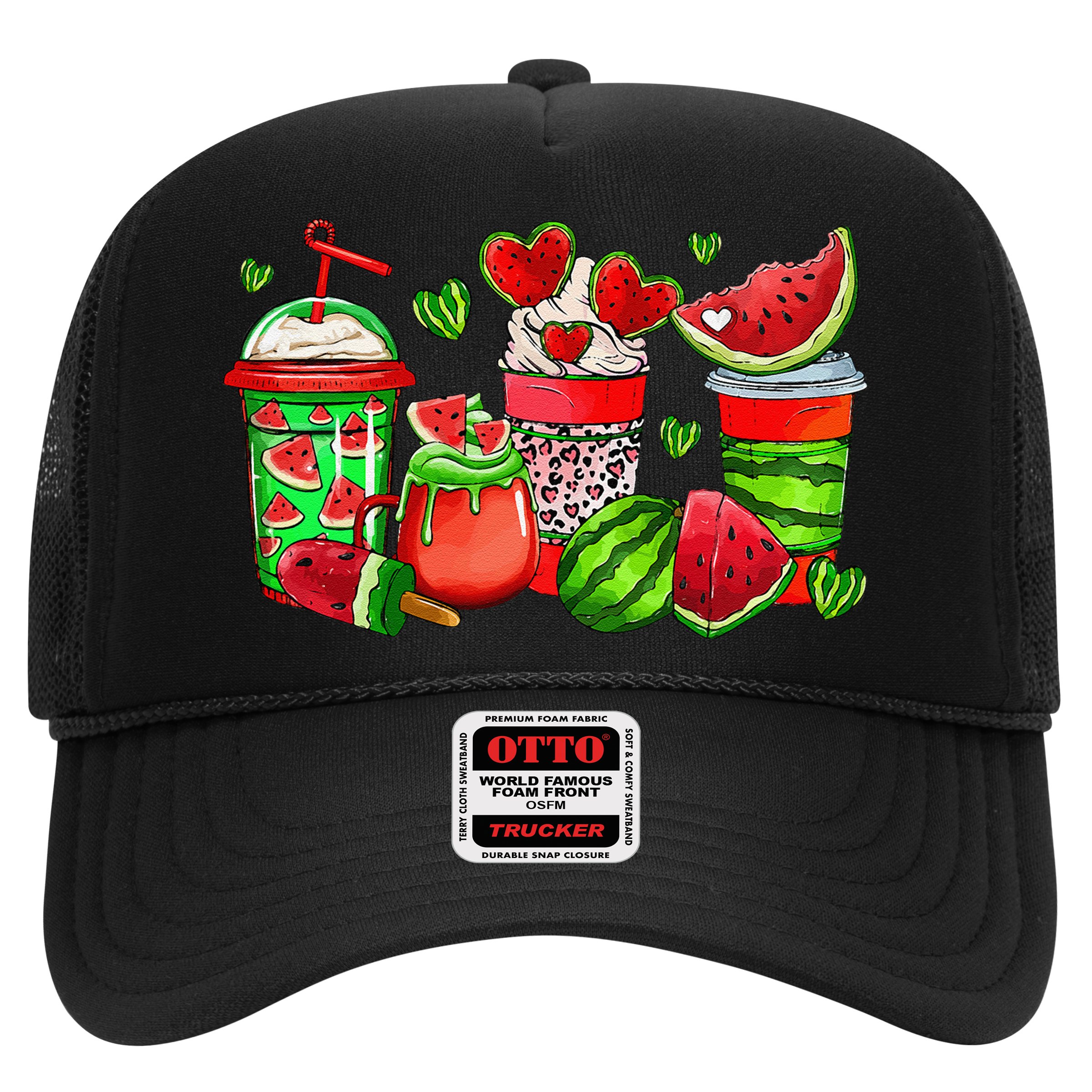 Cute Cups Of Iced Coffee Watermelon Tropical Summer Vacation Hat