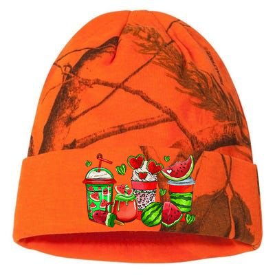 Cute Cups Of Iced Coffee Watermelon Tropical Summer Vacation Kati Licensed 12" Camo Beanie