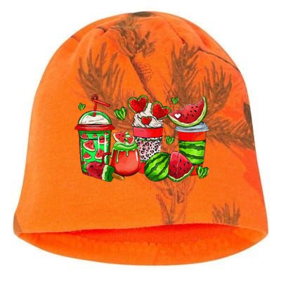 Cute Cups Of Iced Coffee Watermelon Tropical Summer Vacation Kati - Camo Knit Beanie