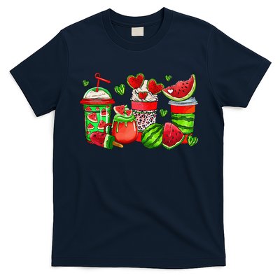 Cute Cups Of Iced Coffee Watermelon Tropical Summer Vacation T-Shirt