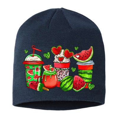 Cute Cups Of Iced Coffee Watermelon Tropical Summer Vacation Sustainable Beanie