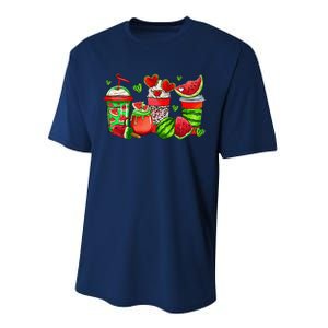 Cute Cups Of Iced Coffee Watermelon Tropical Summer Vacation Performance Sprint T-Shirt