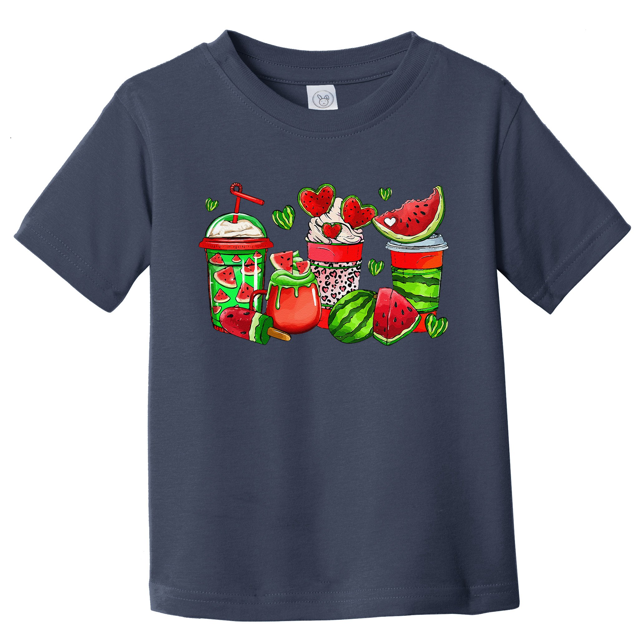 Cute Cups Of Iced Coffee Watermelon Tropical Summer Vacation Toddler T-Shirt