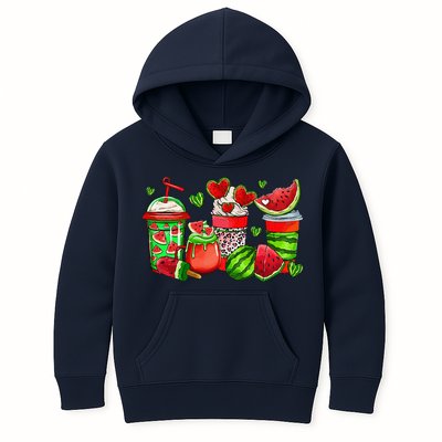 Cute Cups Of Iced Coffee Watermelon Tropical Summer Vacation Kids Hoodie