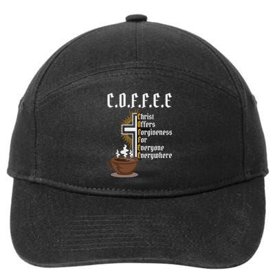 Coffee Christ Offers Forgiveness For Everyone Everywhere 7-Panel Snapback Hat