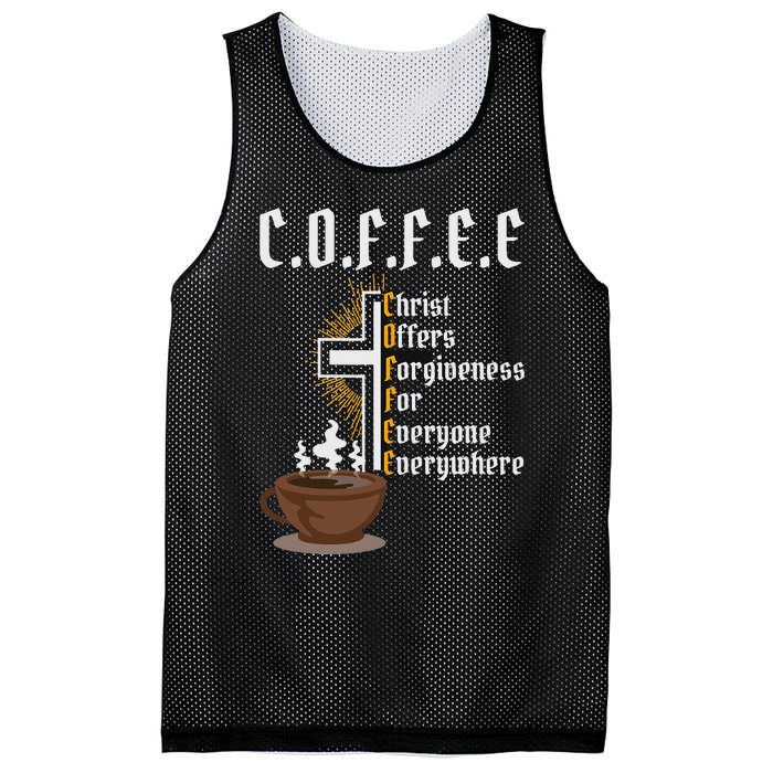 Coffee Christ Offers Forgiveness For Everyone Everywhere Mesh Reversible Basketball Jersey Tank