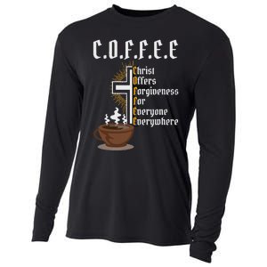 Coffee Christ Offers Forgiveness For Everyone Everywhere Cooling Performance Long Sleeve Crew