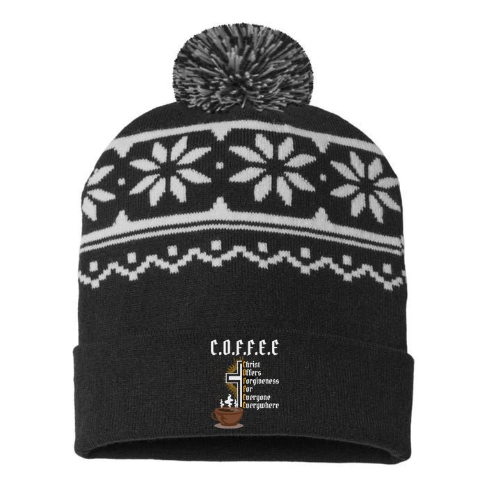 Coffee Christ Offers Forgiveness For Everyone Everywhere USA-Made Snowflake Beanie