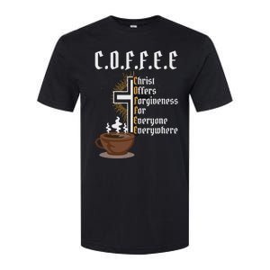 Coffee Christ Offers Forgiveness For Everyone Everywhere Softstyle CVC T-Shirt