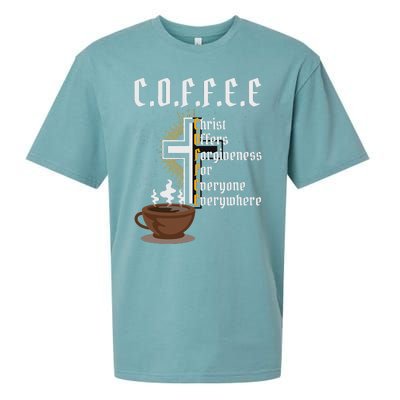 Coffee Christ Offers Forgiveness For Everyone Everywhere Sueded Cloud Jersey T-Shirt