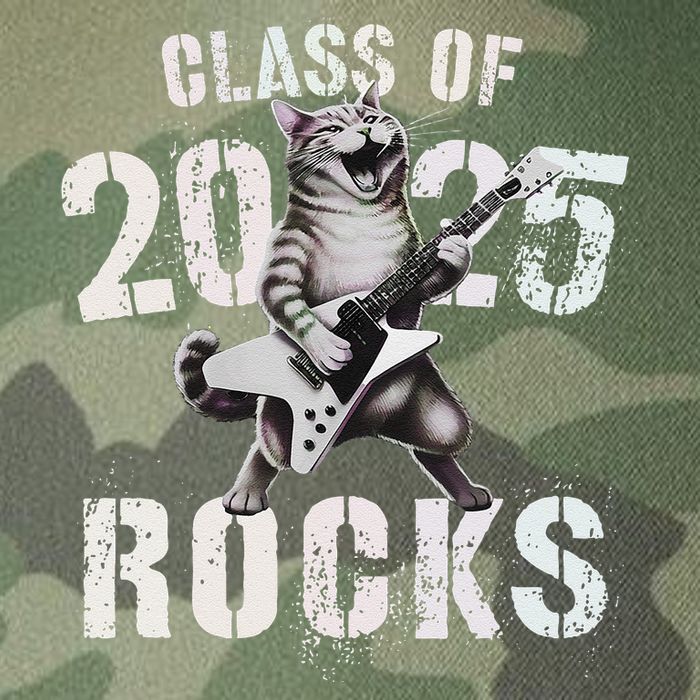 Cat Class Of 2025 Rocks Cat Graduated Signature Party Legacy Tie Dye Trucker Hat