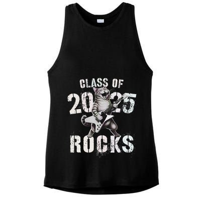 Cat Class Of 2025 Rocks Cat Graduated Signature Party Ladies PosiCharge Tri-Blend Wicking Tank