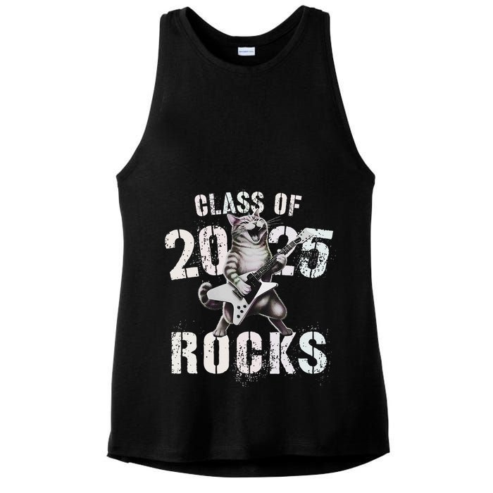 Cat Class Of 2025 Rocks Cat Graduated Signature Party Ladies PosiCharge Tri-Blend Wicking Tank