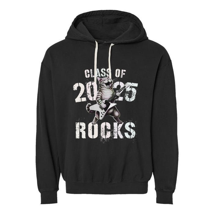 Cat Class Of 2025 Rocks Cat Graduated Signature Party Garment-Dyed Fleece Hoodie