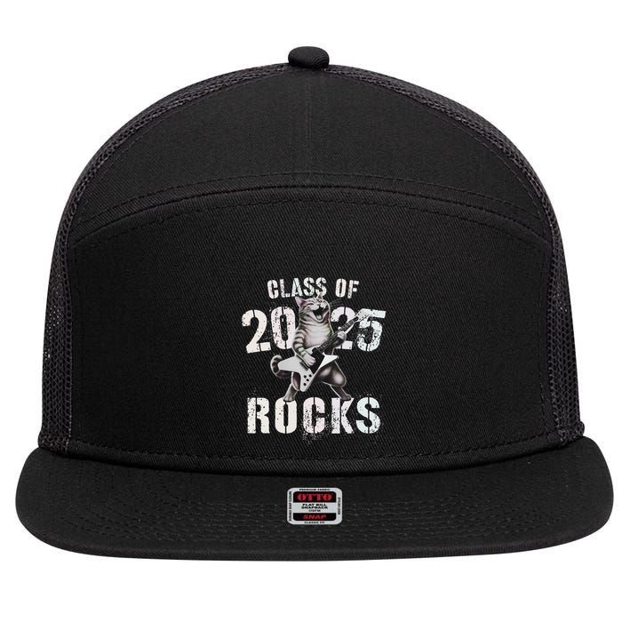 Cat Class Of 2025 Rocks Cat Graduated Signature Party 7 Panel Mesh Trucker Snapback Hat
