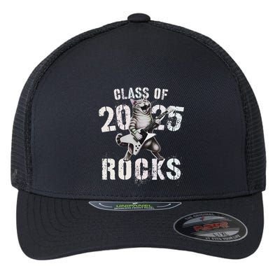 Cat Class Of 2025 Rocks Cat Graduated Signature Party Flexfit Unipanel Trucker Cap