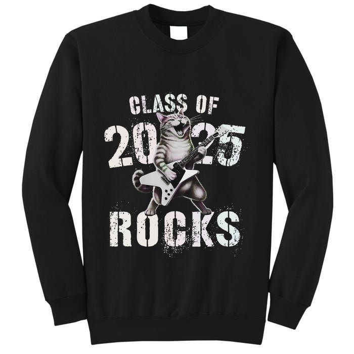 Cat Class Of 2025 Rocks Cat Graduated Signature Party Sweatshirt